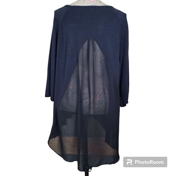 Lane Bryant Size 26-28 Black Lightweight High Low Sweater Sheer Back Whimsigoth - Picture 1 of 7